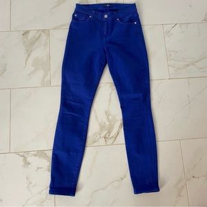 7 FOR ALL MANKIND Cobalt Blue Skinny Jeans Sz 26